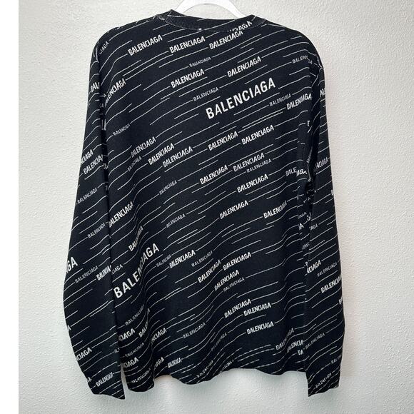 NWT Balenciaga Logo Intarsia Wool-Blend Sweater Black Men's XL - Picture 2 of 15